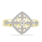 Inel din Argint 925 Placat cu Aur ( 4.29 grame ) cu Diamant Alb și Topaz Alb 0.39 Carate