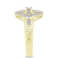 Inel din Argint 925 Placat cu Aur ( 4.29 grame ) cu Diamant Alb și Topaz Alb 0.39 Carate