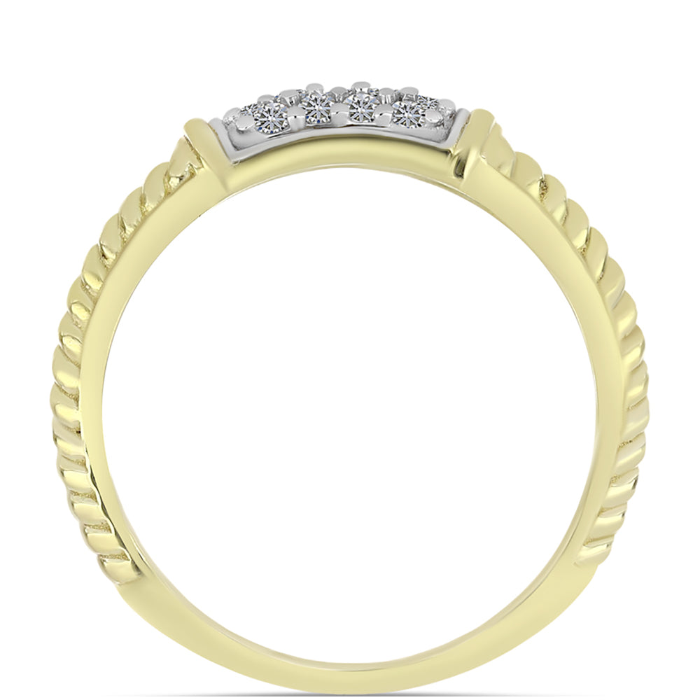 Inel din Argint 925 Placat cu Aur ( 2.84 grame ) cu Diamant Alb 0.19 Carate 3 