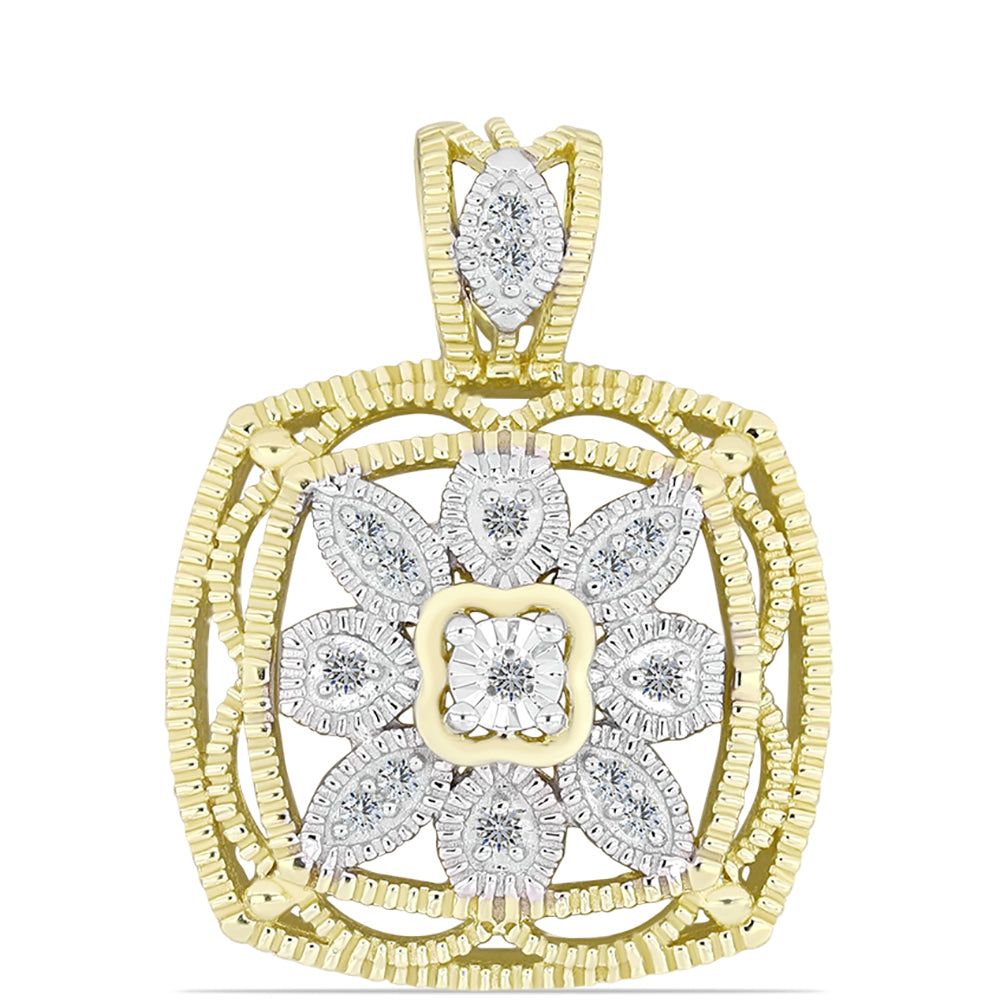 Pandantiv din Argint 925 Placat cu Aur ( 3.54 grame ) cu Diamant Alb și Topaz Alb 0.16 Carate 1 