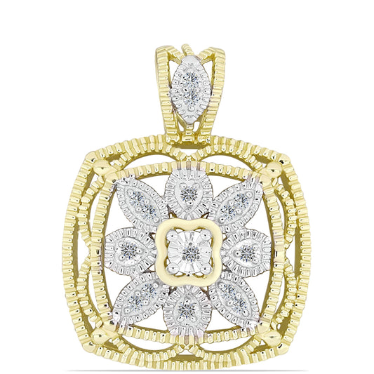 Pandantiv din Argint 925 Placat cu Aur ( 3.54 grame ) cu Diamant Alb și Topaz Alb 0.16 Carate