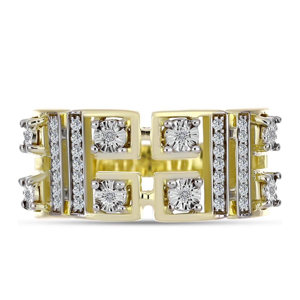 Inel din Argint 925 Placat cu Aur ( 4.67 grame ) cu Diamant Alb și Topaz Alb 0.21 Carate 1 