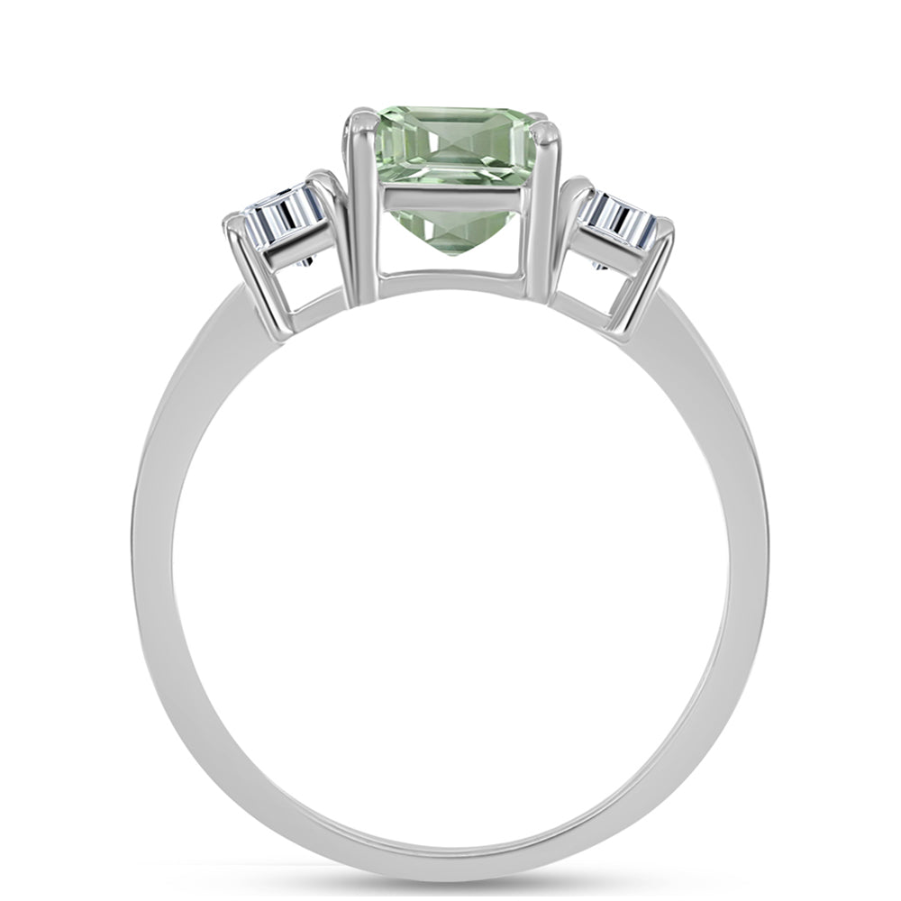 Inel din Argint 925 ( 2.62 grame ) cu Ametist Verde și Topaz Alb 3.31 Carate