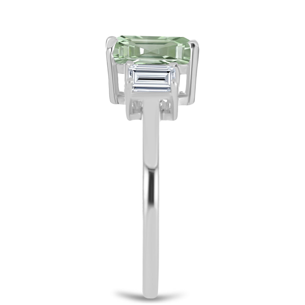 Inel din Argint 925 ( 2.62 grame ) cu Ametist Verde și Topaz Alb 3.31 Carate