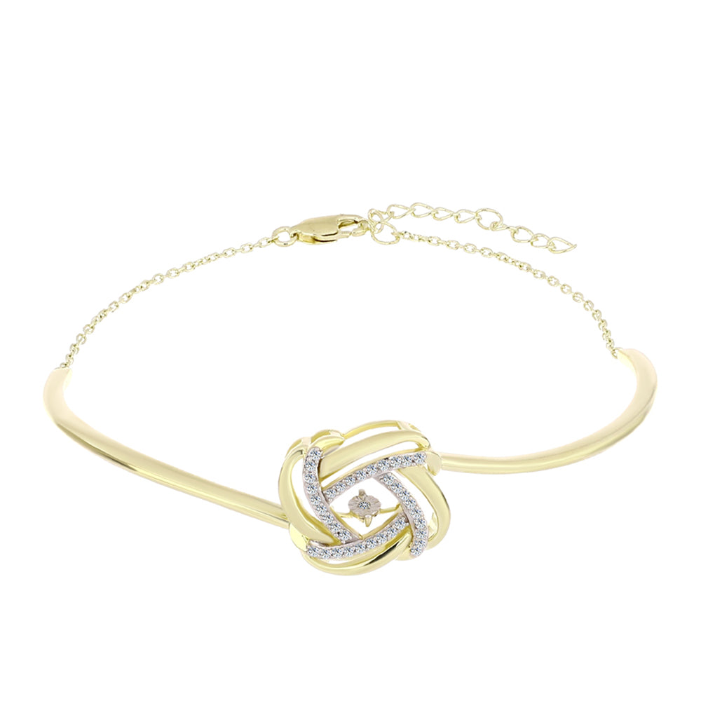 Brățară din Argint 925 Placat cu Aur ( 8.8 grame ) cu Diamant Alb și Topaz Alb 0.26 Carate