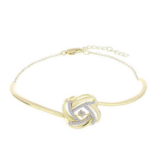 Brățară din Argint 925 Placat cu Aur ( 8.8 grame ) cu Diamant Alb și Topaz Alb 0.26 Carate