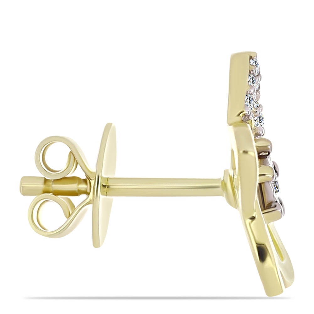 Cercei din Argint 925 Placat cu Aur ( 2.24 grame ) cu Diamant Alb și Topaz Alb 0.1 Carate 2 