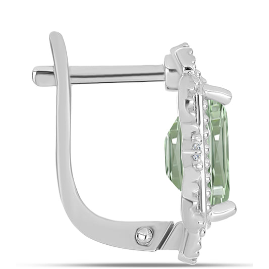 Cercei din Argint 925 ( 4.75 grame ) cu Ametist Verde și Topaz Alb 4.45 Carate