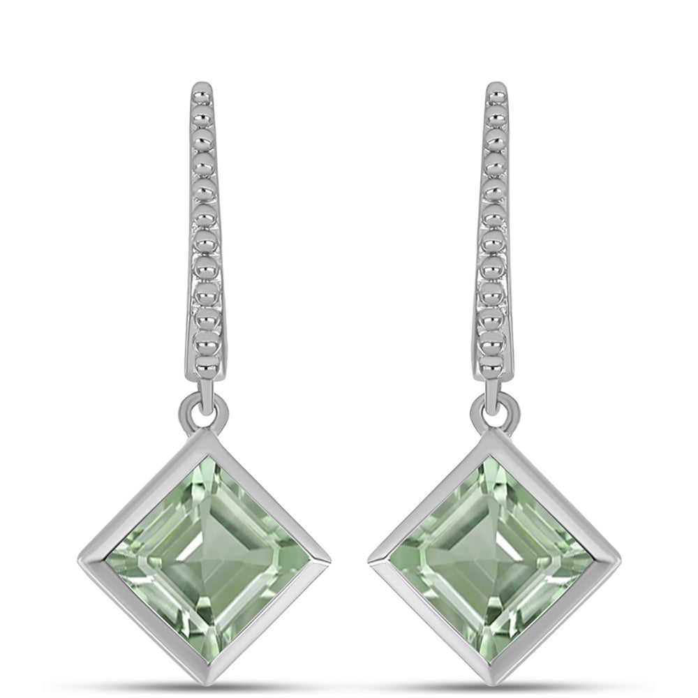 Cercei din Argint 925 ( 3.92 grame ) cu Ametist Verde 3.06 Carate 1 