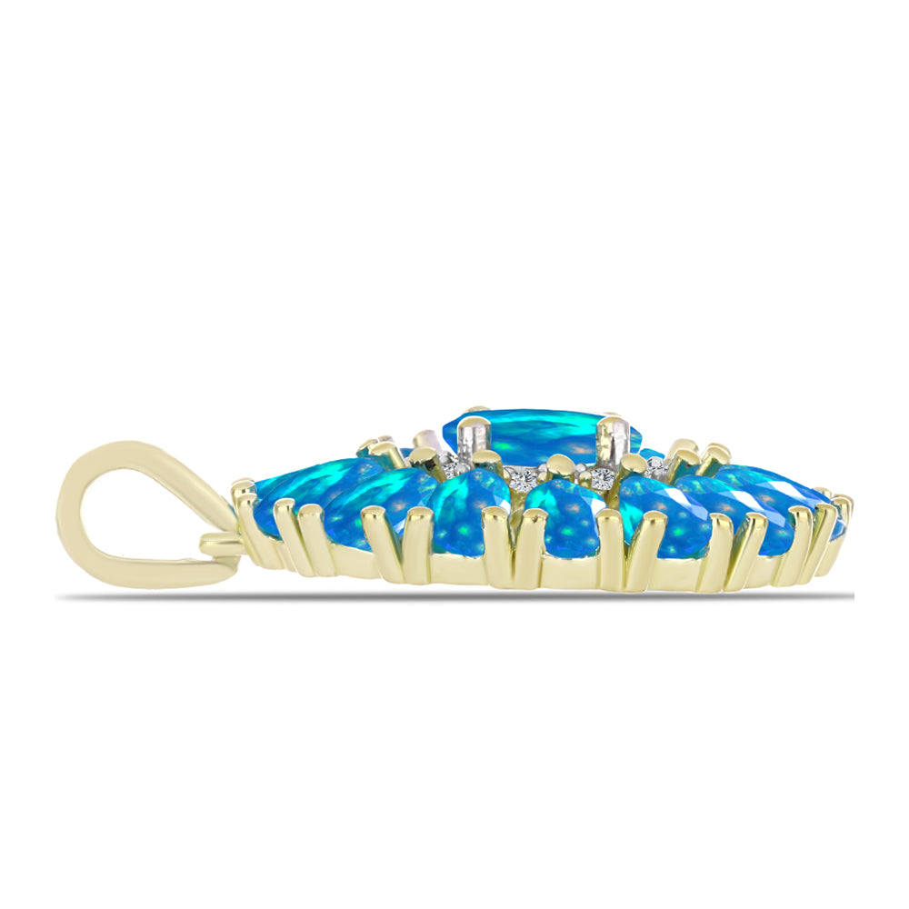 Pandantiv din Argint 925 Placat cu Aur ( 3.04 grame ) cu Opal Etiopian ”Paradis” și Topaz Alb 2.73 Carate 2 