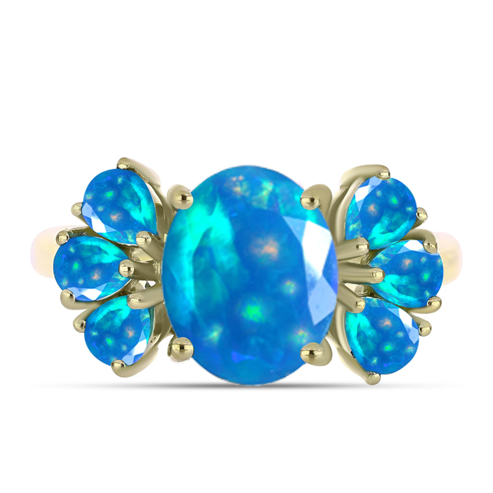 Inel din Argint 925 Placat cu Aur ( 2.68 grame ) cu Opal Etiopian ”Paradis” 2.06 Carate