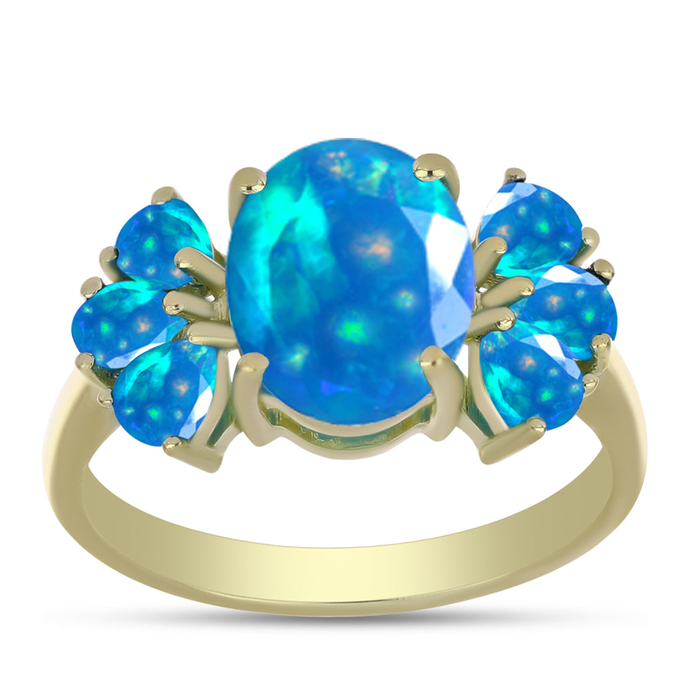 Inel din Argint 925 Placat cu Aur ( 2.68 grame ) cu Opal Etiopian ”Paradis” 2.06 Carate