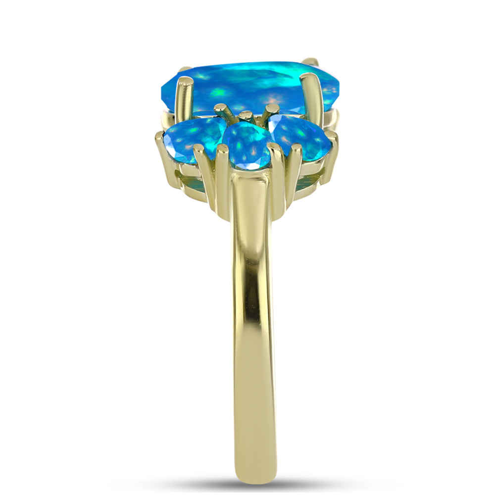 Inel din Argint 925 Placat cu Aur ( 2.68 grame ) cu Opal Etiopian ”Paradis” 2.06 Carate