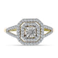 Inel din Argint 925 Placat cu Aur ( 2.59 grame ) cu Diamant Alb și Topaz Alb 0.47 Carate