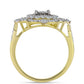 Inel din Argint 925 Placat cu Aur ( 3.33 grame ) cu Diamant Alb și Topaz Alb 0.83 Carate