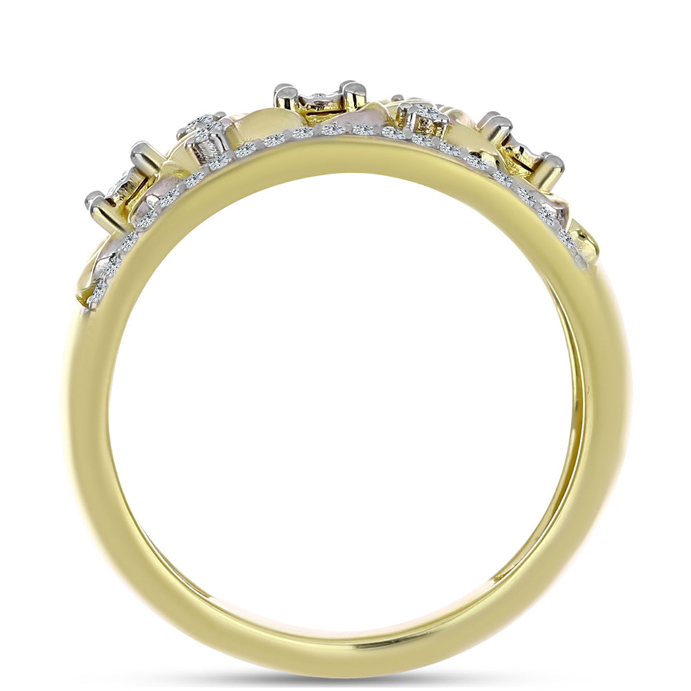 Inel din Argint 925 Placat cu Aur ( 4.71 grame ) cu Diamant Alb și Topaz Alb 0.3 Carate 2 