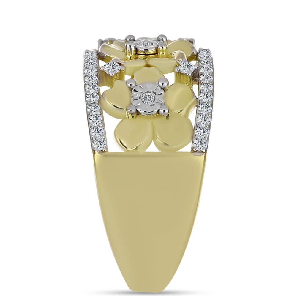 Inel din Argint 925 Placat cu Aur ( 4.71 grame ) cu Diamant Alb și Topaz Alb 0.3 Carate 4 
