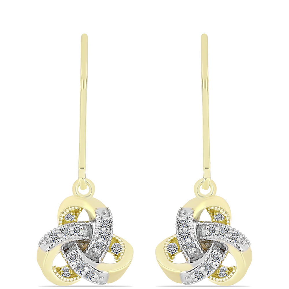 Cercei din Argint 925 Placat cu Aur ( 3.19 grame ) cu Diamant Alb 0.16 Carate 1 