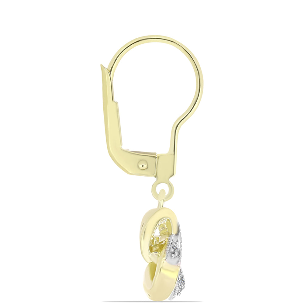 Cercei din Argint 925 Placat cu Aur ( 3.19 grame ) cu Diamant Alb 0.16 Carate 2 