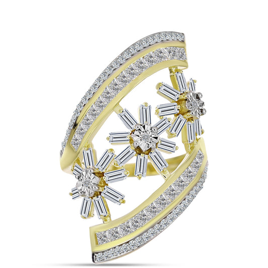 Inel din Argint 925 Placat cu Aur ( 4.64 grame ) cu Diamant Alb și Zircon Alb 3.28 Carate