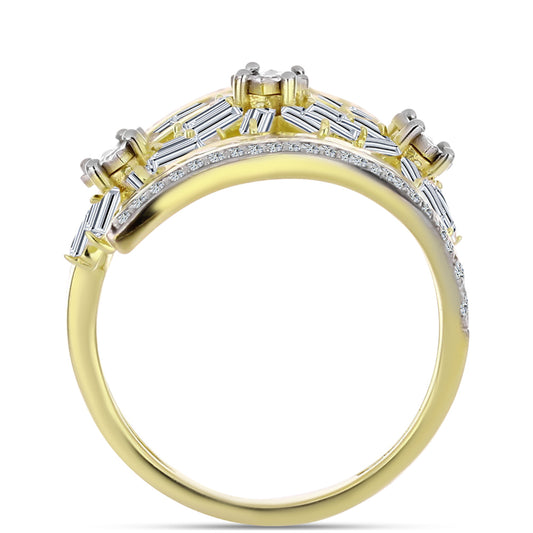 Inel din Argint 925 Placat cu Aur ( 4.64 grame ) cu Diamant Alb și Zircon Alb 3.28 Carate