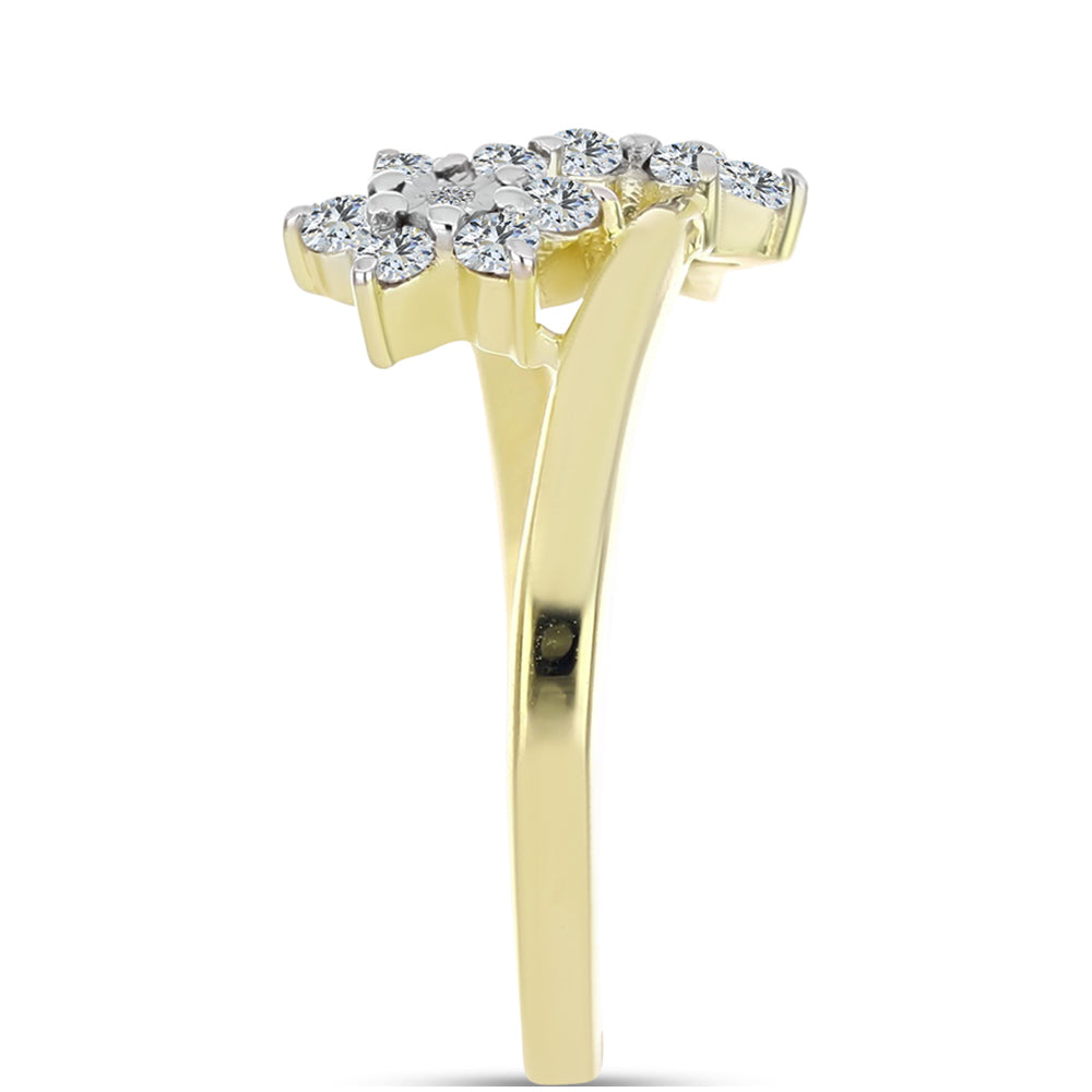 Inel din Argint 925 Placat cu Aur ( 3.03 grame ) cu Diamant Alb și Topaz Alb 0.46 Carate