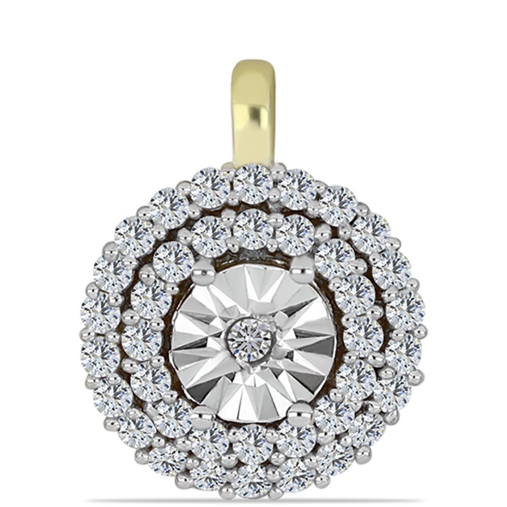 Pandantiv din Argint 925 Placat cu Aur ( 1.11 grame ) cu Diamant Alb și Topaz Alb 0.41 Carate 1 