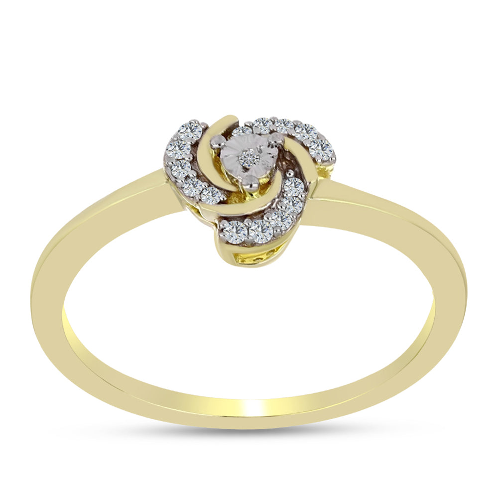 Inel din Argint 925 Placat cu Aur ( 2.4 grame ) cu Diamant Alb și Topaz Alb 0.11 Carate