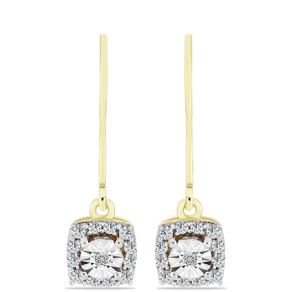 Cercei din Argint 925 Placat cu Aur ( 2.09 grame ) cu Diamant Alb și Topaz Alb 0.26 Carate