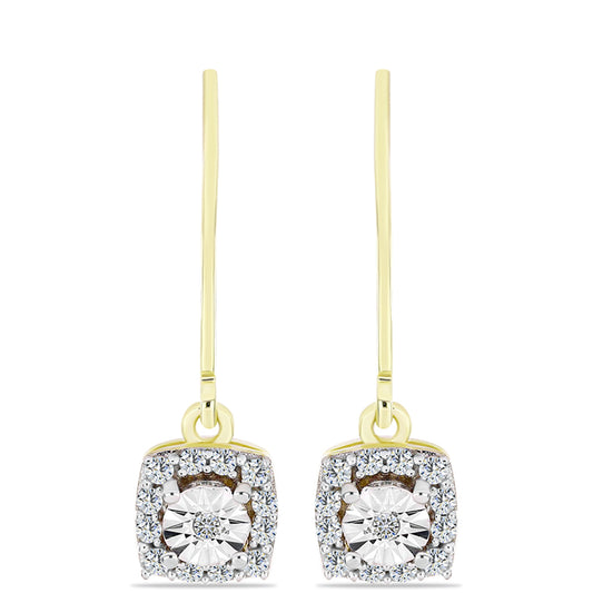 Cercei din Argint 925 Placat cu Aur ( 2.09 grame ) cu Diamant Alb și Topaz Alb 0.26 Carate