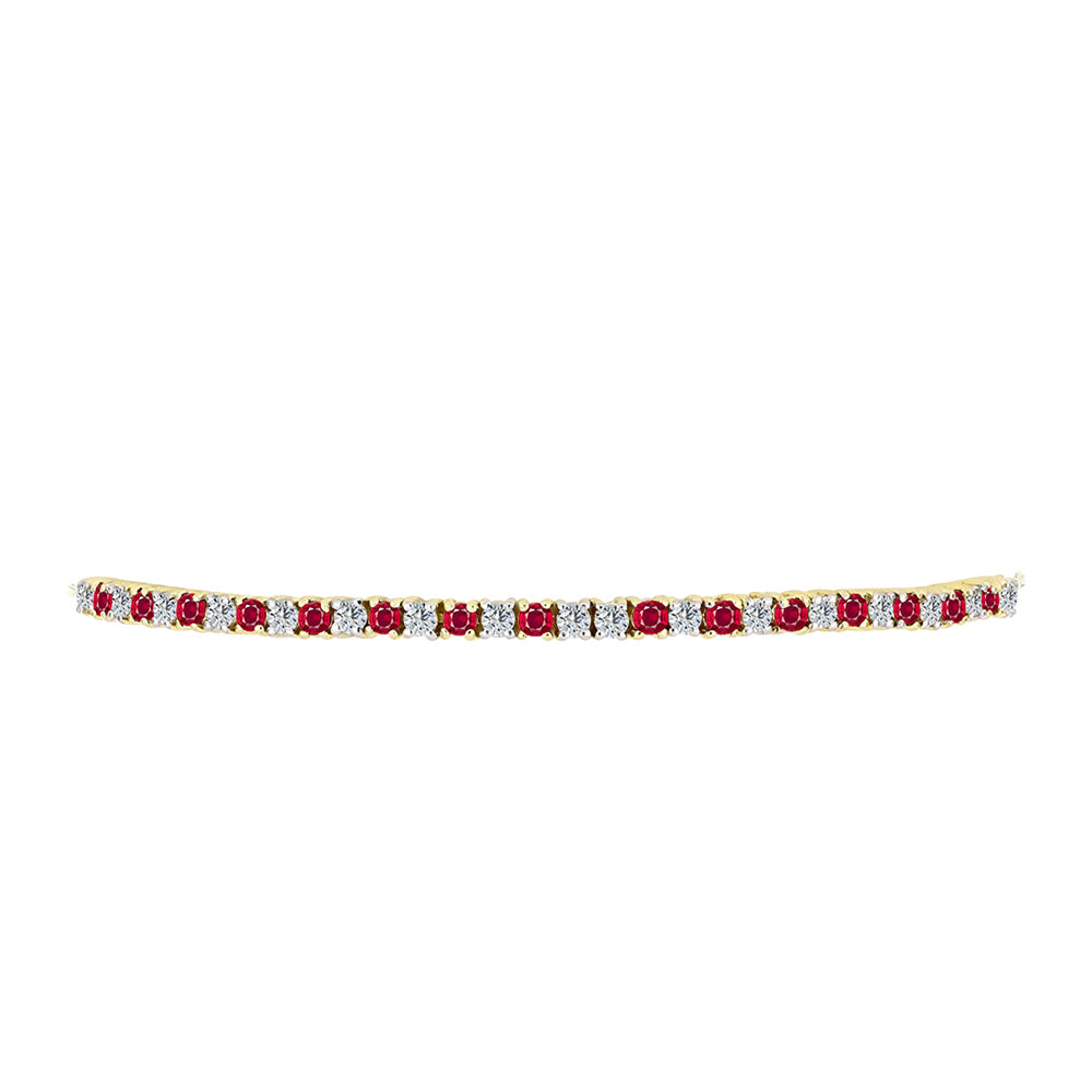 Brățară din Argint 925 Placat cu Aur ( 5.33 grame ) cu Rubin Malagasy și Topaz Alb 2.73 Carate 2 