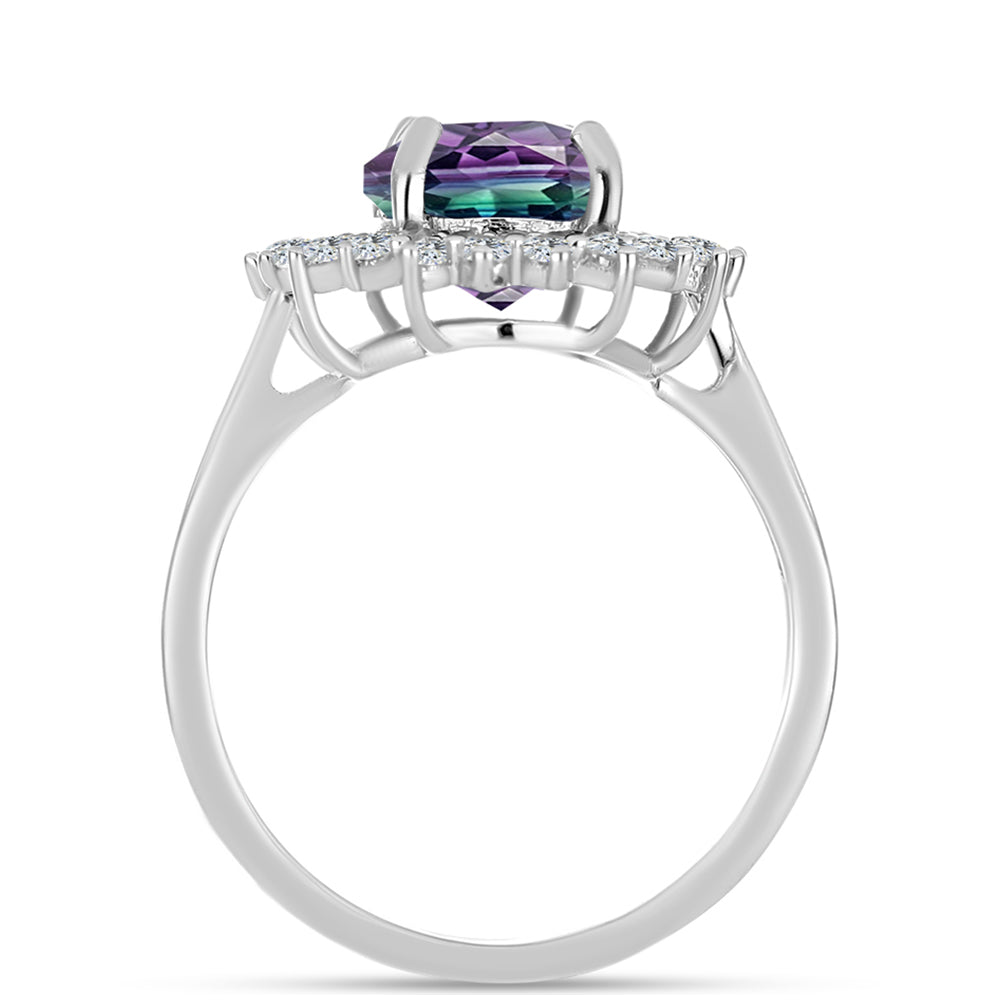 Inel din Argint 925 ( 3 grame ) cu Fluorit Zebra și Topaz Alb 4.1 Carate