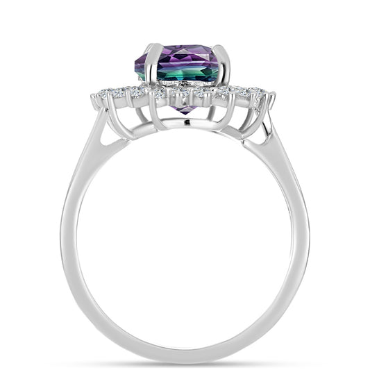 Inel din Argint 925 ( 3 grame ) cu Fluorit Zebra și Topaz Alb 4.1 Carate