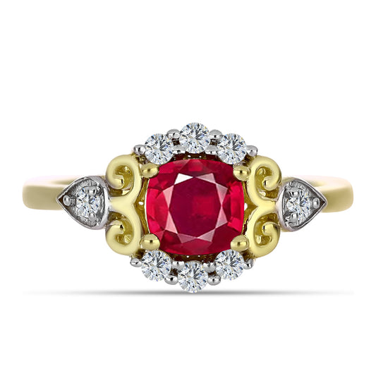 Inel din Argint 925 Placat cu Aur ( 2.42 grame ) cu Rubin Malagasy și Topaz Alb 1.63 Carate