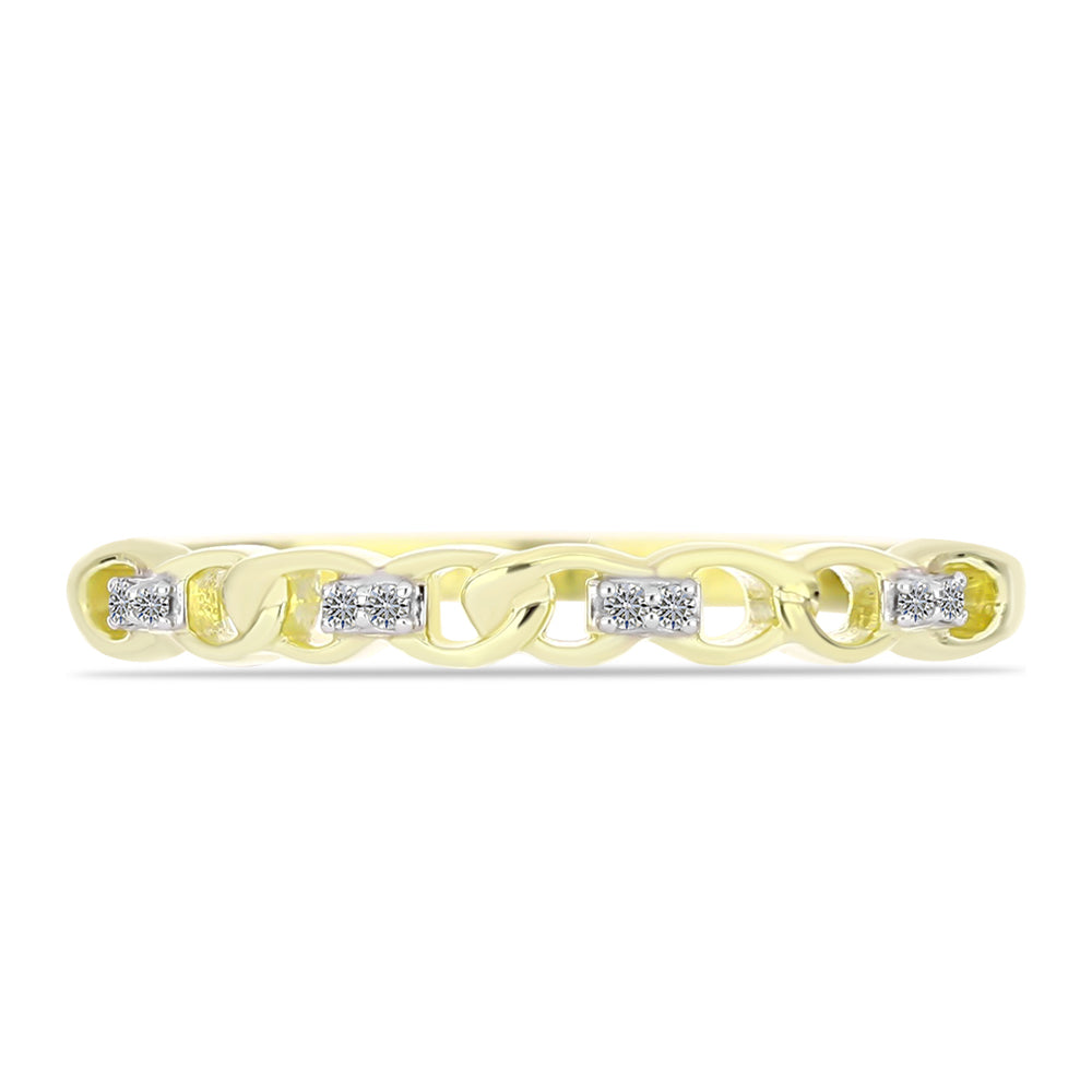 Inel din Argint 925 Placat cu Aur ( 1.75 grame ) cu Diamant Alb 0.04 Carate 2 
