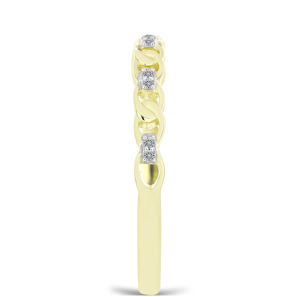 Inel din Argint 925 Placat cu Aur ( 1.75 grame ) cu Diamant Alb 0.04 Carate 4 