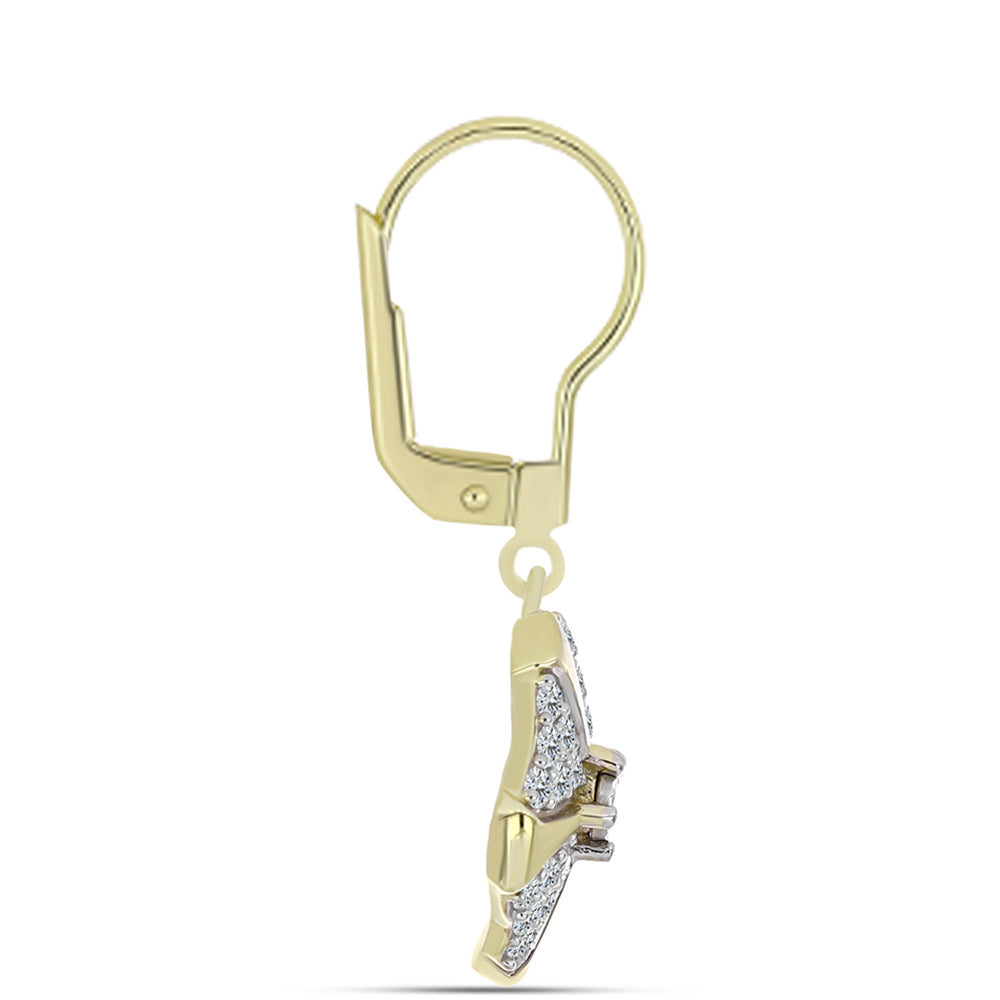 Cercei din Argint 925 Placat cu Aur ( 4.09 grame ) cu Diamant Alb și Topaz Alb 1.09 Carate