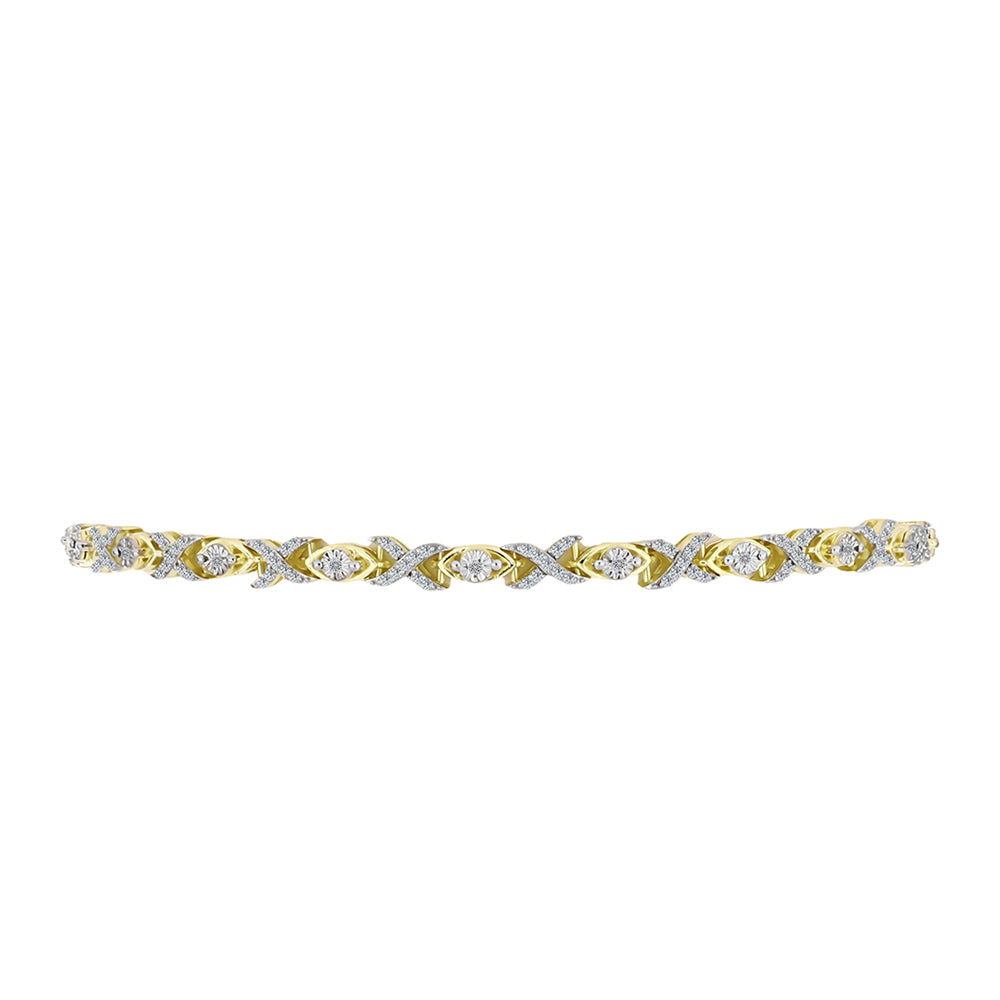 Brățară din Argint 925 Placat cu Aur ( 8 grame ) cu Diamant Alb și Topaz Alb 0.66 Carate 2 