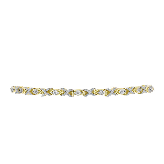 Brățară din Argint 925 Placat cu Aur ( 8 grame ) cu Diamant Alb și Topaz Alb 0.66 Carate