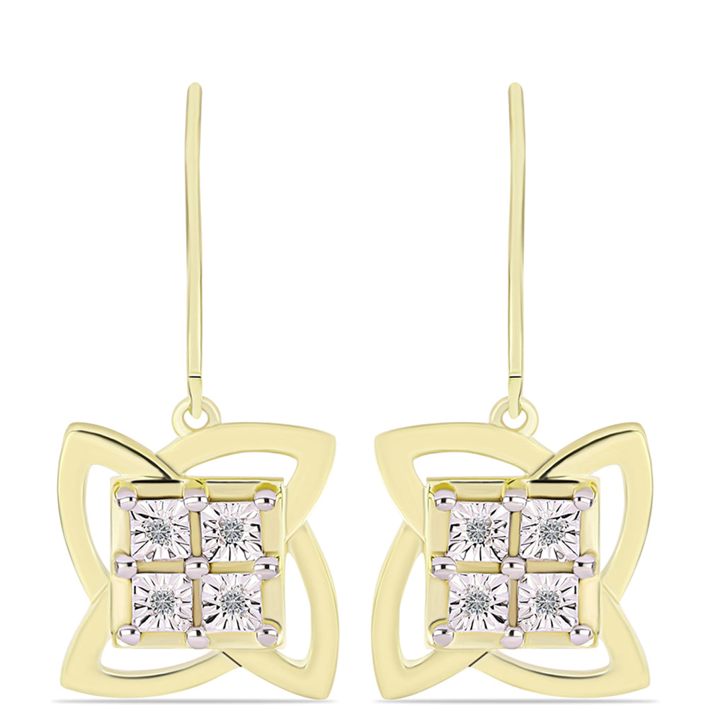 Cercei din Argint 925 Placat cu Aur ( 4.1 grame ) cu Diamant Alb 0.06 Carate
