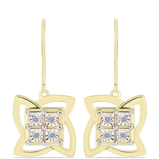Cercei din Argint 925 Placat cu Aur ( 4.1 grame ) cu Diamant Alb 0.06 Carate
