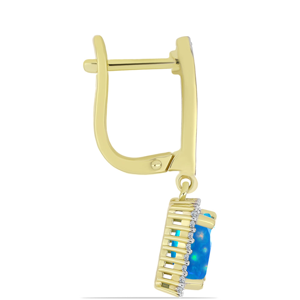 Cercei din Argint 925 Placat cu Aur ( 4.63 grame ) cu Opal Etiopian ”Paradis” și Topaz Alb 2.25 Carate 2 