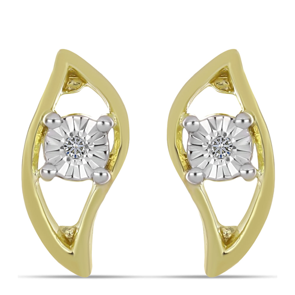 Cercei din Argint 925 Placat cu Aur ( 2.43 grame ) cu Diamant Alb 0.01 Carate