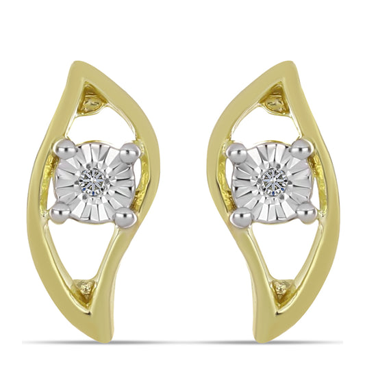 Cercei din Argint 925 Placat cu Aur ( 2.43 grame ) cu Diamant Alb 0.01 Carate