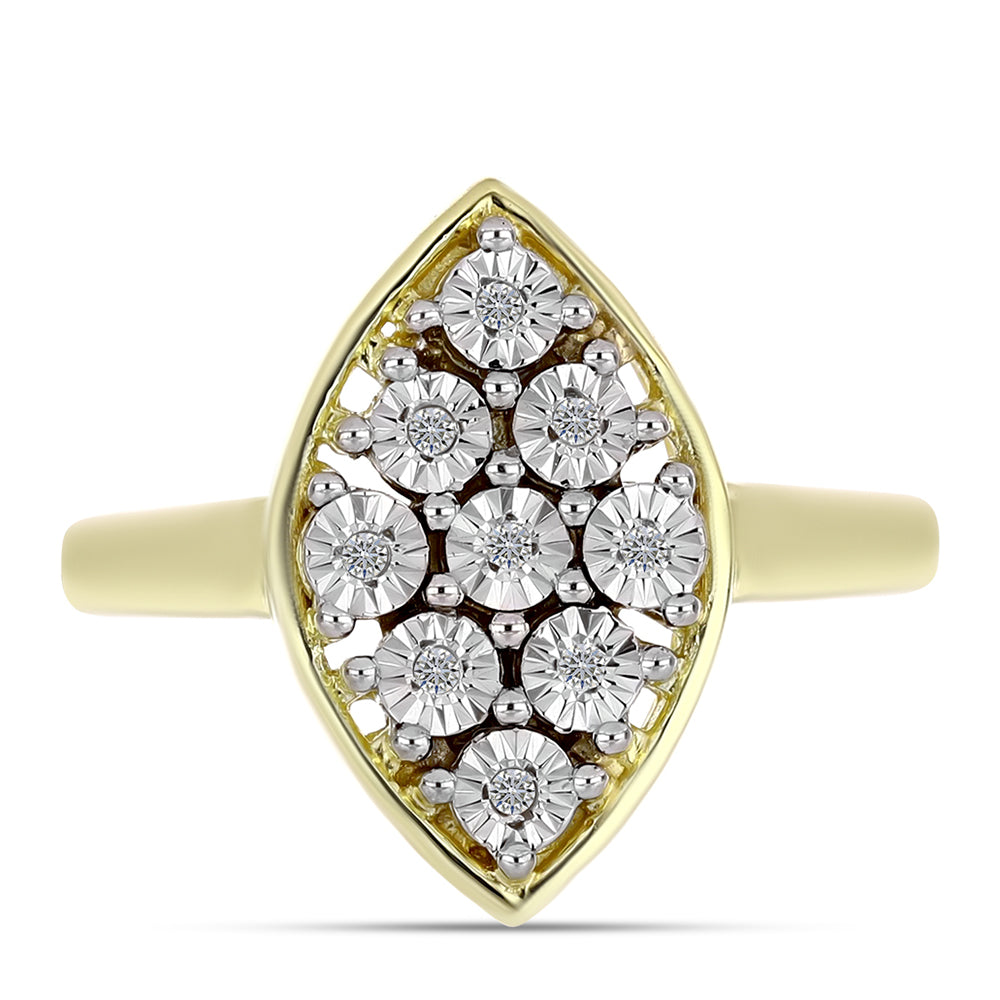 Inel din Argint 925 Placat cu Aur ( 3.38 grame ) cu Diamant Alb 0.05 Carate 1 