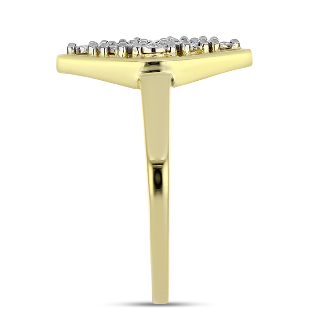 Inel din Argint 925 Placat cu Aur ( 3.38 grame ) cu Diamant Alb 0.05 Carate 4 