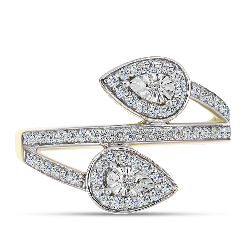 Inel din Argint 925 Placat cu Aur ( 3.33 grame ) cu Diamant Alb și Topaz Alb 0.45 Carate