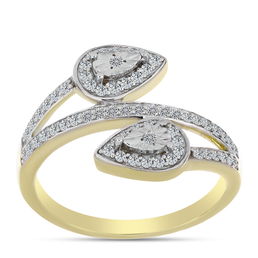 Inel din Argint 925 Placat cu Aur ( 3.33 grame ) cu Diamant Alb și Topaz Alb 0.45 Carate 3 