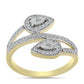 Inel din Argint 925 Placat cu Aur ( 3.33 grame ) cu Diamant Alb și Topaz Alb 0.45 Carate