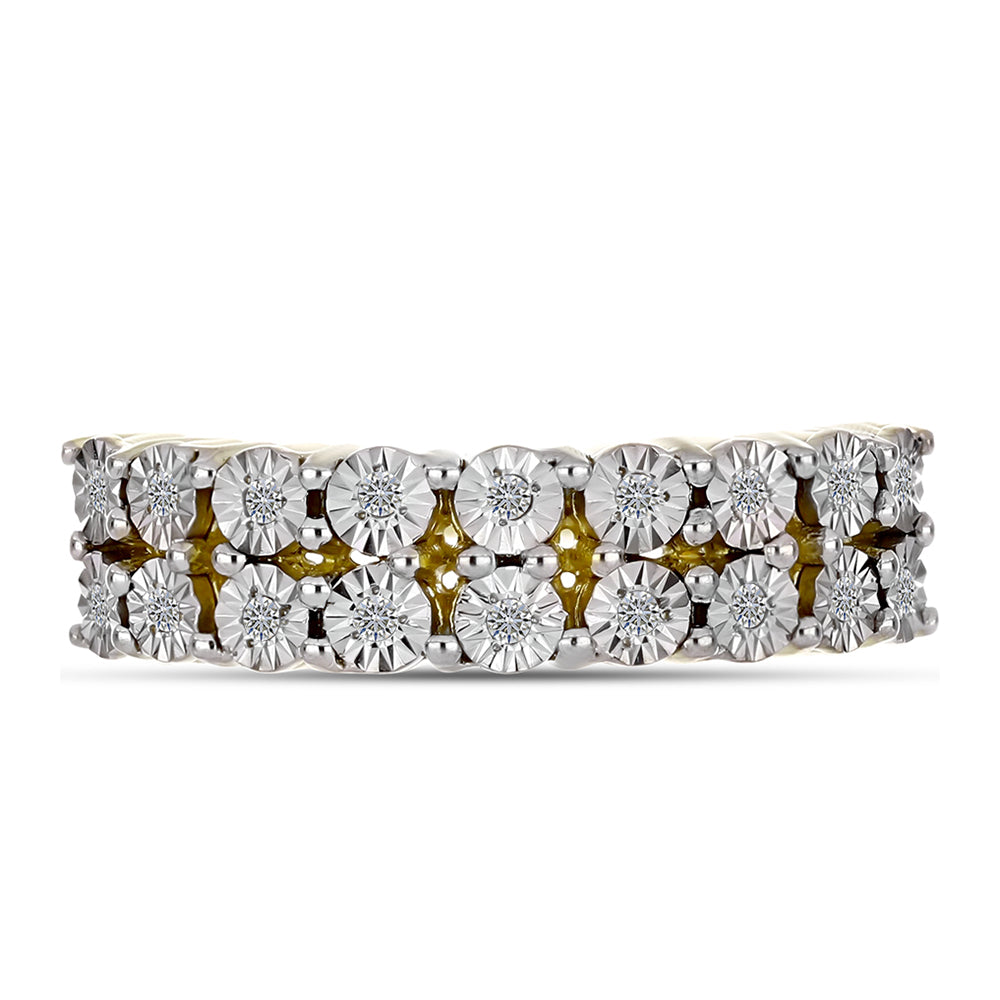Inel din Argint 925 Placat cu Aur ( 4.11 grame ) cu Diamant Alb 0.12 Carate 1 